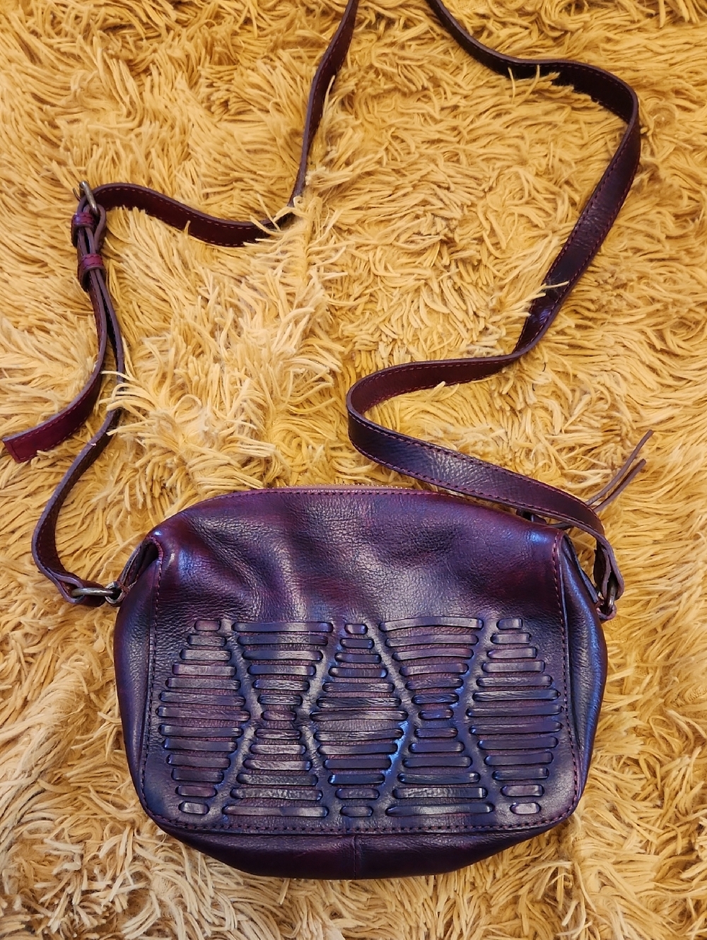 Vintage Leather Woven Crossbody Bag